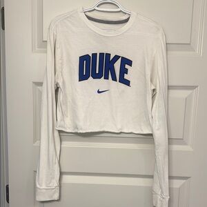 Nike White Crop Top with Blue Duke Lettering